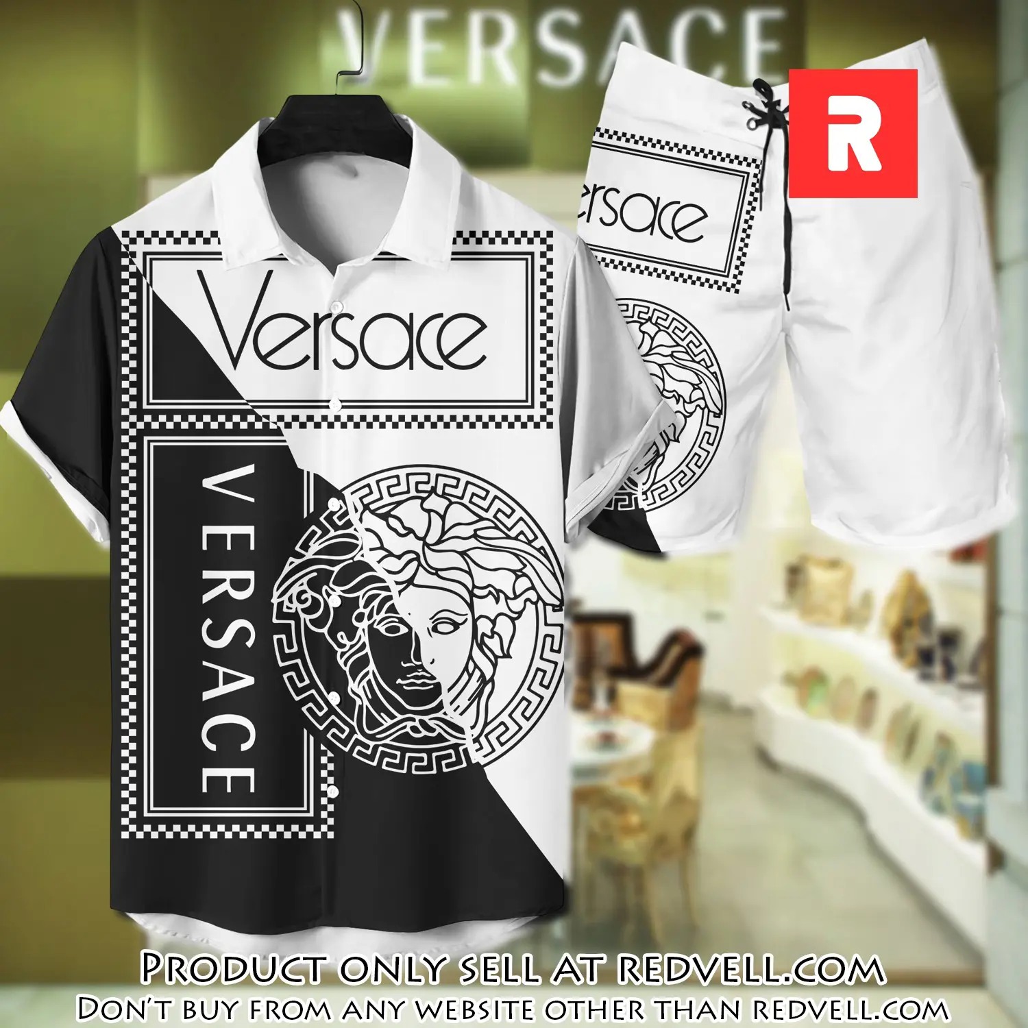 Versace luxury hawaiian shirt & short set lhs1205 rv4053736